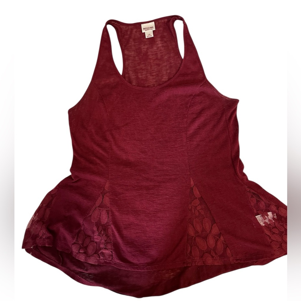 Mossimo Burgundy Sleeveless Top with Lace Accents